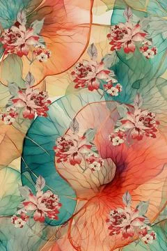 Beautiful,Textile,Design,Floral,Pattern,Allover,Design Stock Illustration