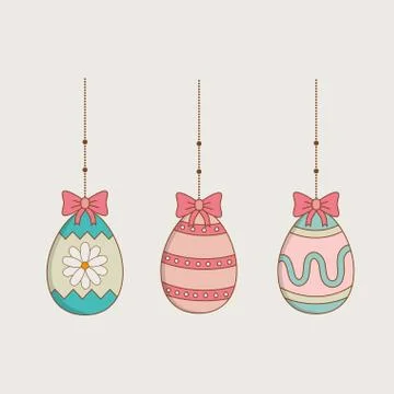 Beautitul eggs painted hanging easter icons Stock Illustration
