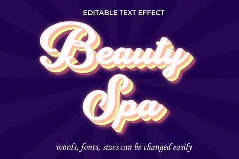 Beauty  3d editable text effect Illustrazione stock