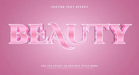 Beauty 3D editable text effect template Stock Illustration