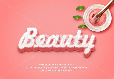 Beauty 3d text style effect mockup - PSD Template PSD Template