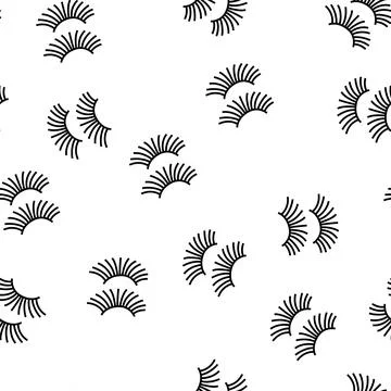 Beauty accessory eyelashes vector seamless pattern Stock Illustration