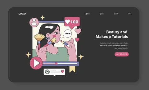 Beauty and Makeup Tutorials theme. Flat vector illustration. Illustrazione stock