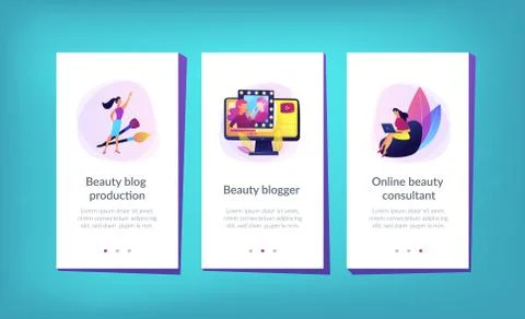 Beauty blogger app interface template. Ilustração Stock