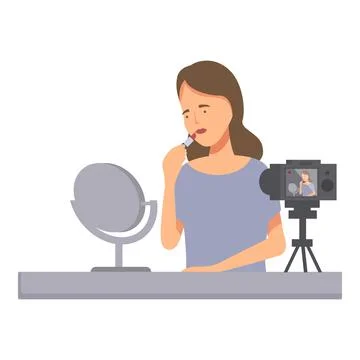 Beauty blogger recording makeup tutorial Stock Illustration