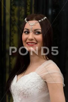 Beauty bride in white dress Stock Photos