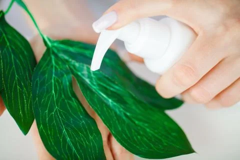Beauty cosmetics sciences, Formulating and mixing skincare with herbal essence Stock Photos