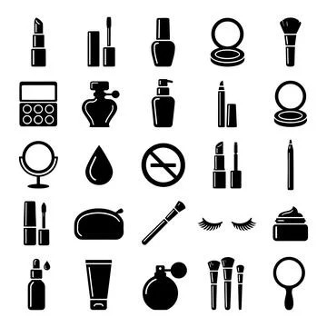 Beauty Cosmetics Vector Icon Set Makeup Skincare Stock Illustration