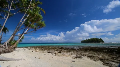 The beauty  of an empty pristine lagoon in a remote island1. Tuvalu. Stock Footage 104917387