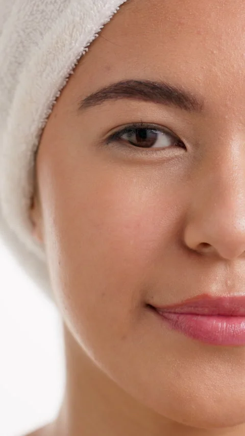 Beauty, face and eye patch with woman in studio for skincare, self care and Video stock 333705338