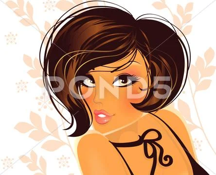 Beauty floral woman Stock Illustration