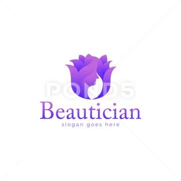 Beauty flower face logo Stock Illustration
