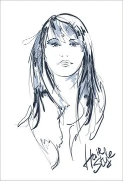 Beauty girl face on a white background. Fashion girl. Vector illustration Stock Illustration
