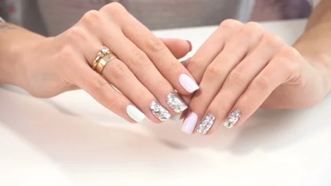 Beauty hands with manicure Stock Footage 70941374