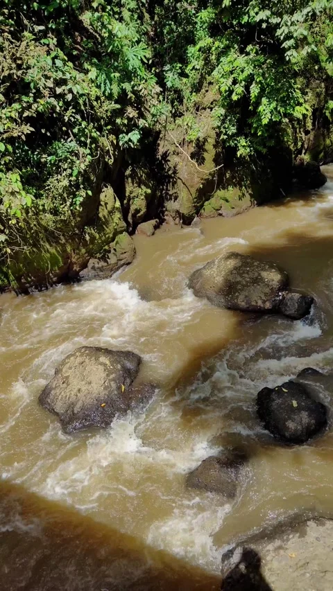 The beauty of a hidden waterfall with three main levels, Stock-Footage 339781317