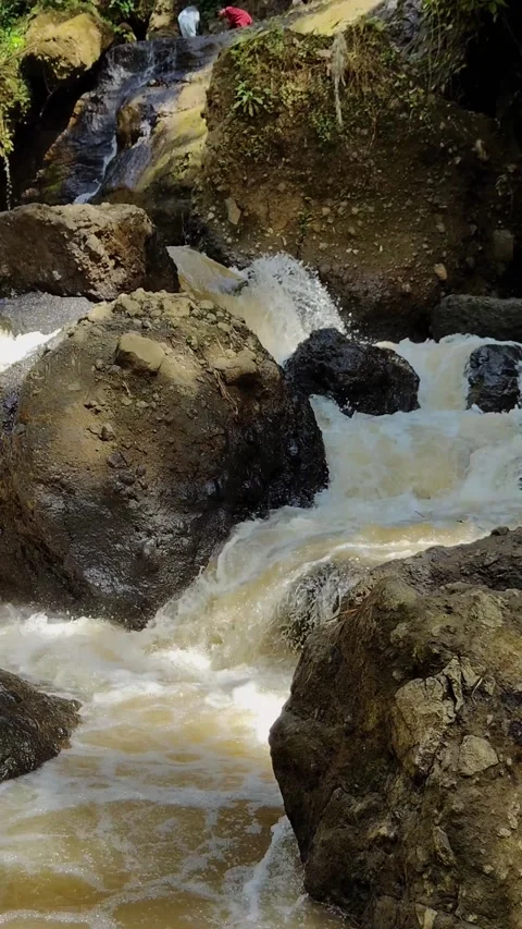 The beauty of a hidden waterfall with three main levels, Stock-Footage 339781332