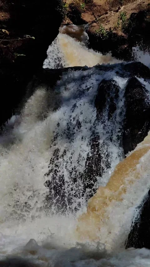 The beauty of a hidden waterfall with three main levels, Stock-Footage 339781474