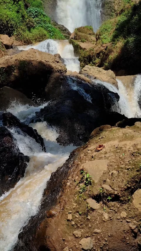 The beauty of a hidden waterfall with three main levels, Stock-Footage 339781499