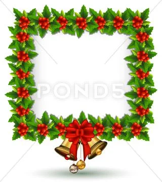 Beauty Holly Christmas frame Stock Illustration