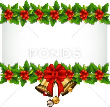 Beauty Holly Christmas frame Stock Illustration