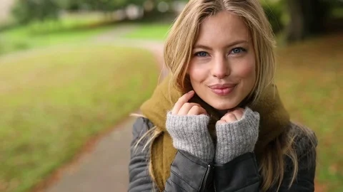 Beauty keeping warm Stock Footage 80959133