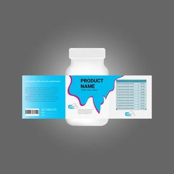 Beauty label, supplement bottle vector, white plastic Pills box, White medical Stock Illustration