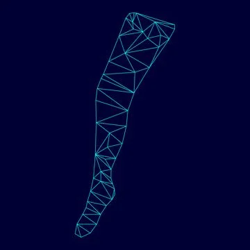 Beauty leg low poly triangulation triangulated polygonal electric cyan blue v Stock Illustration