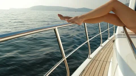 Beauty on Luxury Yacht Stock Footage