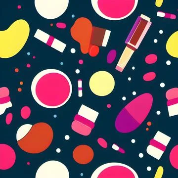 Beauty makeup abstract pattern seamless, random element vintage design wall.. Illustrazione stock