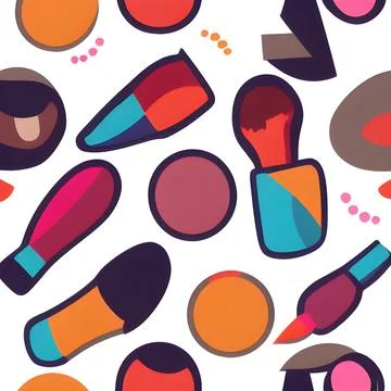 Beauty makeup abstract pattern seamless, random element vintage design wall.. Stock Illustration