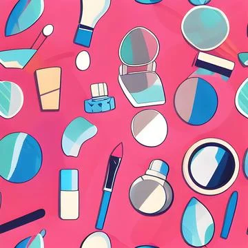 Beauty makeup abstract pattern seamless, random element vintage design wall.. Stock Illustration