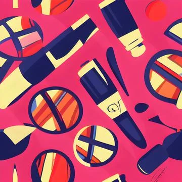 Beauty makeup abstract pattern seamless, random element vintage design wall.. Stock Illustration