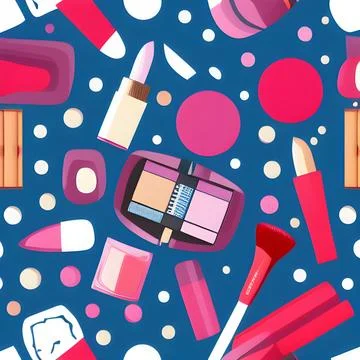 Beauty makeup abstract pattern seamless, random element vintage design wall.. 스톡 일러스트