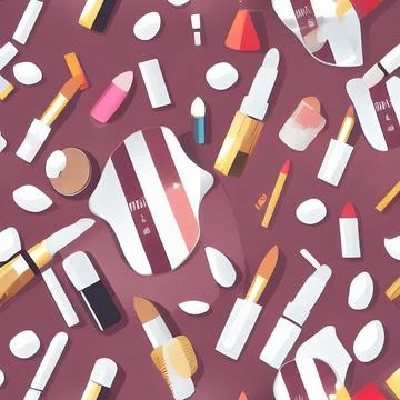 Beauty makeup abstract pattern seamless, random element vintage design wall.. Stock Illustration