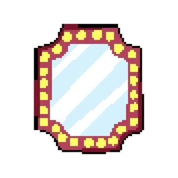 Beauty makeup mirror frame pixel art vector illustration Stock Illustration