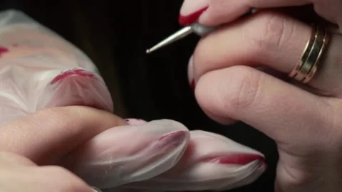 Beauty master doing nails young girl in salon, female beauty and self-care Stock Footage 329030402