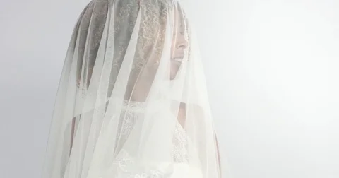 Beauty mixed race bride in studio Video stock 76280149