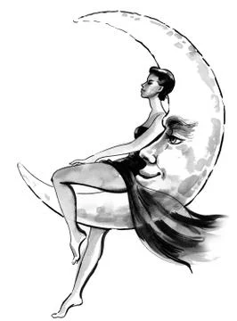 Beauty on the moon Stock Illustration