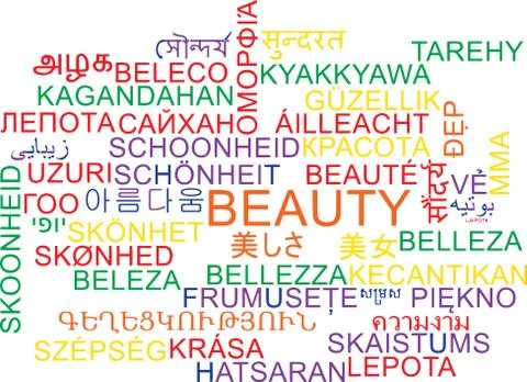 Beauty multilanguage wordcloud background concept Stock Illustration