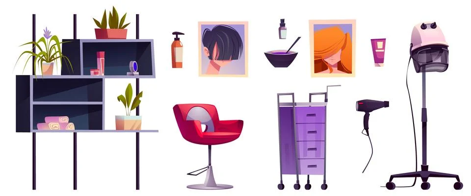 Beauty parlor design elements set 스톡 일러스트