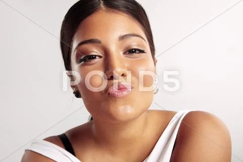 Beauty plus size model sending a kiss Stock Photos