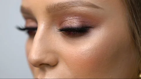 Beauty portrait of model face with bright blue eyes skin care concept. Stock Footage 112256328