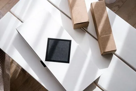 Beauty product packaging boxes Stock Photos