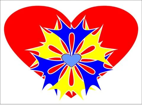 Beauty red heart with colored patterns. Stock Illustration