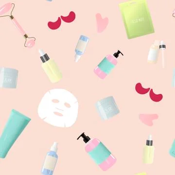 Beauty routine stuff seamless pattern Stock Illustration