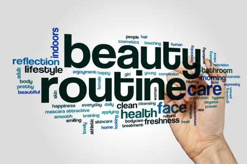 Beauty routine word cloud Stock Photos