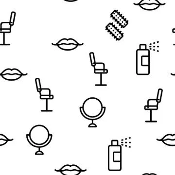 Beauty Shop Vector Seamless Pattern Stock Illustration