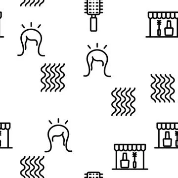Beauty Shop Vector Seamless Pattern Stock Illustration