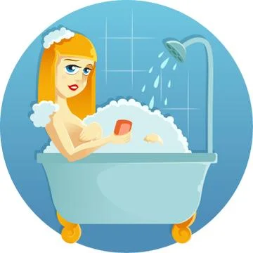 Beauty in the shower Stock Illustration