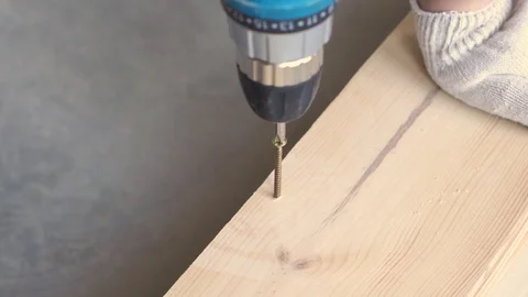 Beauty of slow motion in construction and repair. working with wood - drilling 動画素材 108202578
